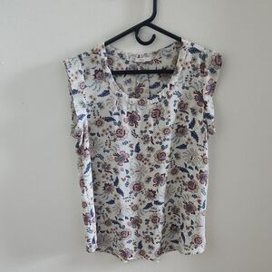 Pleione Floral Blouse White and Pink